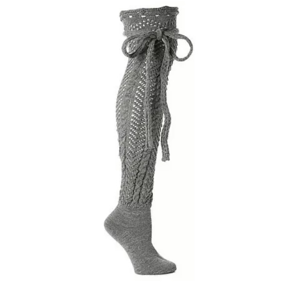 MeMoí Knit Pointelle Bow Knit OTK Boot Sock